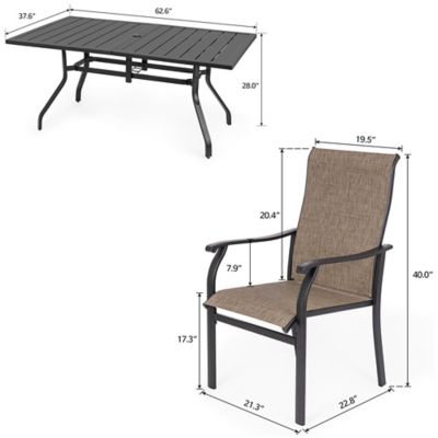 Image showing  7-Piece Patio Dining Set Textilene Fabric Iron Outdoor Chairs and Table Set for Garden, Backyard, Poolside