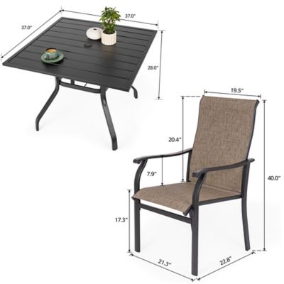 Image showing  5-Piece Patio Dining Set Textilene Fabric Iron Outdoor Chairs and Table Set for Garden, Backyard, Poolside
