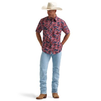 Image showing 0 th Wrangler Men's Wrancher USA Flag Shirt