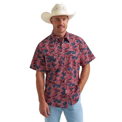Image showing 1 th Wrangler Men's Wrancher USA Flag Shirt