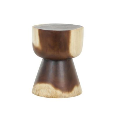 Image showing  Wood Handmade Hourglass Side End Accent Table with Natural Wood Grain