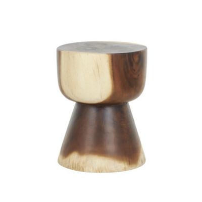 Image showing  Wood Handmade Hourglass Side End Accent Table with Natural Wood Grain