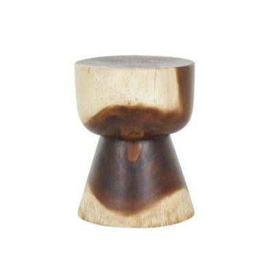 Image showing  Wood Handmade Hourglass Side End Accent Table with Natural Wood Grain