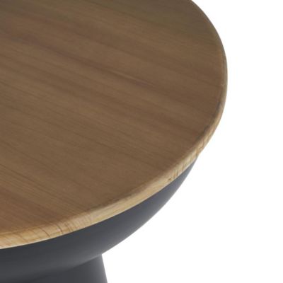 Image showing 5 th Harper & Willow Metal Handmade Pedestal Side End Accent Table with Brown Wood Tabletop