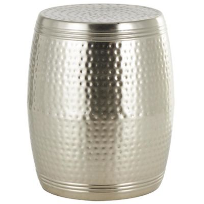 Image showing  Metal Handmade Drum Side End Accent Table with Hammered Design