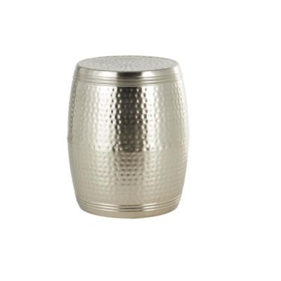 Image showing  Metal Handmade Drum Side End Accent Table with Hammered Design