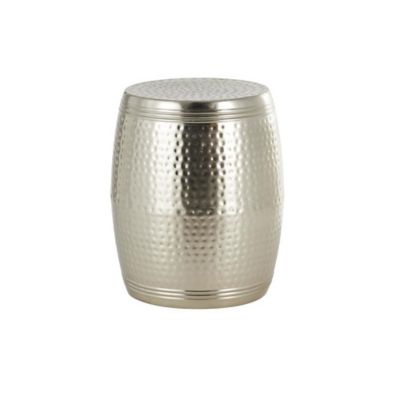 Image showing  Metal Handmade Drum Side End Accent Table with Hammered Design
