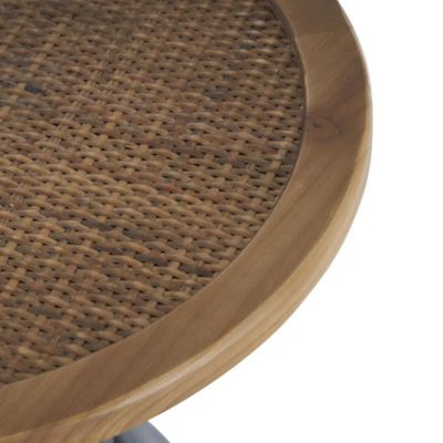 Image showing 4 th Harper & Willow Metal Handmade Pedestal Side End Accent Table with Brown Rattan Tabletop