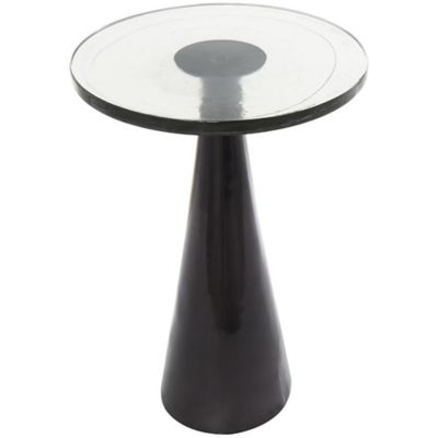 Image showing  Aluminum Metal Cone Geometric Side End Accent Table with Textured Glass Tabletop