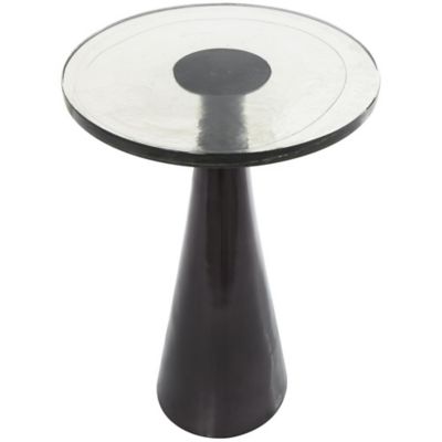 Image showing  Aluminum Metal Cone Geometric Side End Accent Table with Textured Glass Tabletop