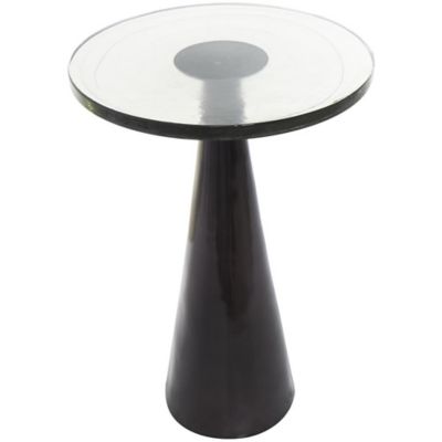 Image showing  Aluminum Metal Cone Geometric Side End Accent Table with Textured Glass Tabletop
