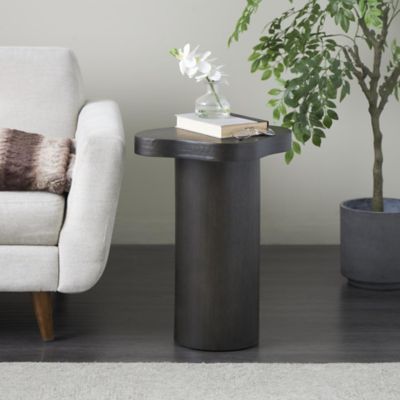 Harper & Willow Wood Pedestal Side End Accent Table with Rounded Square Top