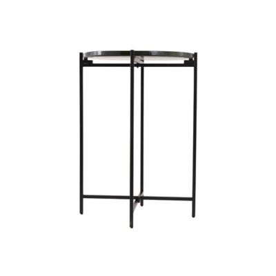 Image showing  Metal X-Shaped Side End Accent Table with Textured Glass Tabletop