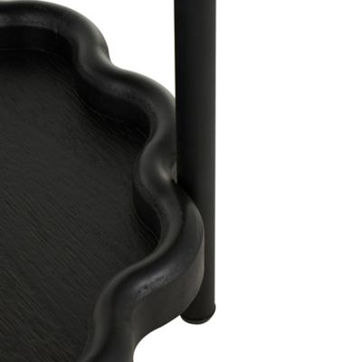 Image showing  Wood Floral Inspired 2 Level Side End Accent Table with Metal Legs