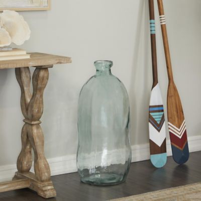 Harper & Willow Recycled Glass Handmade Tall Curved Spanish Bottle Neck Abstract Decorative Vase