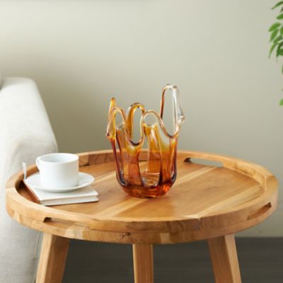 Harper & Willow Glass Ombre Abstract Decorative Vase with Wavy Oval Cutouts