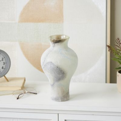 Harper & Willow Glass Distressed Decorative Vase with Blue and Tan Texturing