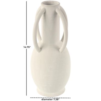 Image showing 1 th Harper & Willow Ceramic Textured Decorative Vase with 4 Handles