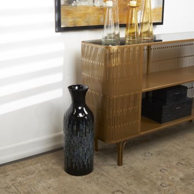 Harper & Willow Capiz Shell Handmade Decorative Vase with Blue Ombre Design