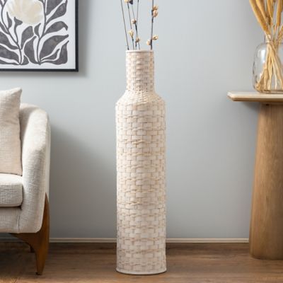 Harper & Willow Bamboo Wood Tall Woven Floor Decorative Vase