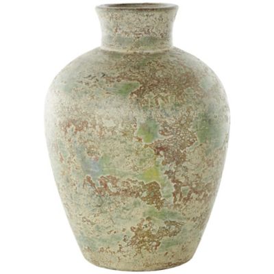 Image showing  Ceramic Antique Style Textured Decorative Vase with Green and Copper Accents