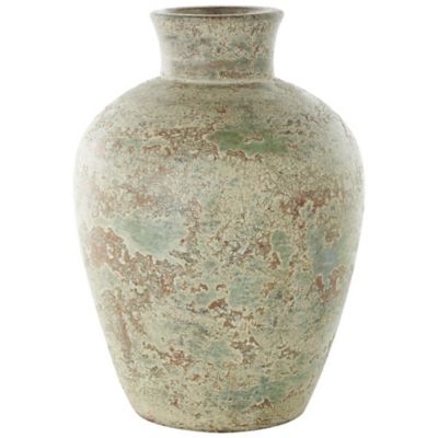 Image showing  Ceramic Antique Style Textured Decorative Vase with Green and Copper Accents