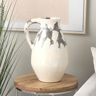 Harper & Willow Ceramic Antique Style Pot Decorative Vase with Curved Handle