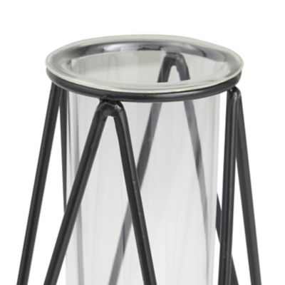 Image showing  Glass Tube Geometric Decorative Vase with Metal Stand