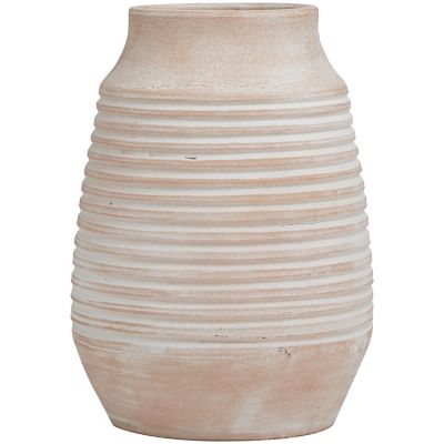 Image showing  Ceramic Whitewashed Ribbed Decorative Vase