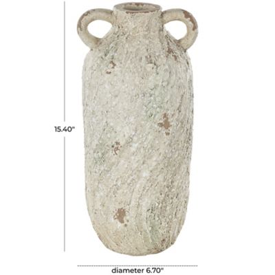 Image showing  Magnesium Oxide Antique Textured Amphora Decorative Vase with 2 Small Handles