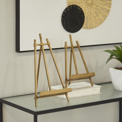 Image showing  Gold Metal Display Easel with Foldable Stand