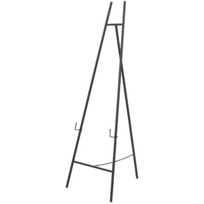 Image showing  Black Metal Tall Adjustable Floor 3 Tier Display Easel with Chain Support