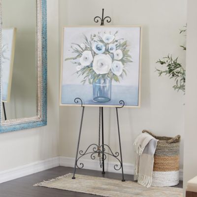 Harper & Willow Metal Tall Adjustable Scroll Display Easel with Gold Accents