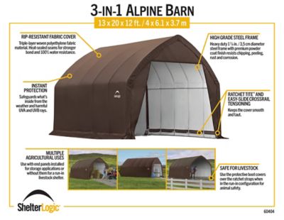 Image showing 8 th ShelterLogic 13 x 20 x 12ft. Alpine Barn Brown