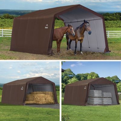 Image showing  12 x 20 x 8ft. 3-in-1 Run-in Shelter Brown