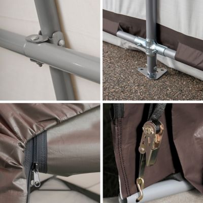 Image showing 9 th ShelterLogic 12 x 20 x 8ft. 3-in-1 Run-in Shelter Brown