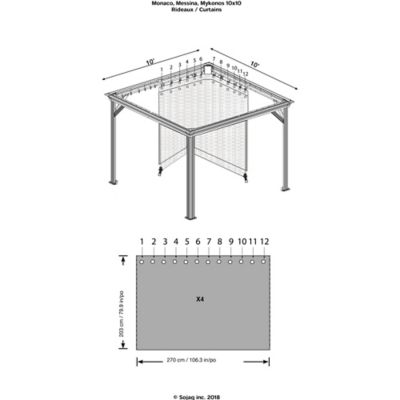 Image showing  Grey Curtains for Monaco Gazebo, 10 ft. x 10 ft.