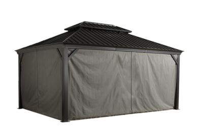 Image showing 1 th Sojag Grey Curtains for Monaco/Messina/Mykonos Gazebos, 12 ft. x 16 ft., Spun Polyester, Outdoor Shades