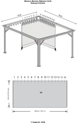 Image showing 3 th Sojag Grey Curtains for Monaco/Messina/Mykonos Gazebos, 12 ft. x 16 ft., Spun Polyester, Outdoor Shades