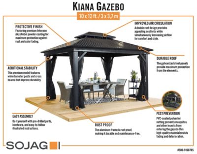 Image showing  Black Spun Polyester Curtains for 10 x 12 ft. Kiana Gazebo