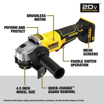 Image showing  20V Brushless 4.5 in. Angle Grinder - Paddle Switch