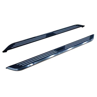Black Horse Off Road Pinnacle Running Boards Black Silver 07-25 Chevy Silverado 1500 Extended Cab.
