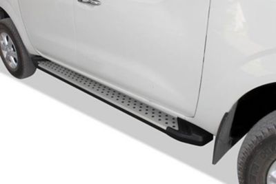 Image showing 9 th Black Horse Off Road Vortex Running Boards Silver Black 11-25 Jeep Grand Cherokee.