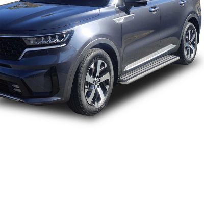 Image showing  Exceed Running Boards Black Silver 24-25 Hyundai Santa Fe