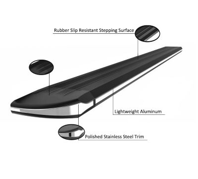 Image showing 8 th Black Horse Off Road Exceed Running Boards Black Silver 01-25 Chevy Silverado 1500 Crew Cab