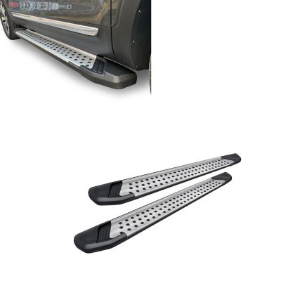 Black Horse Off Road Vortex Running Boards Silver Black 24-26 Toyota Tacoma Double Cab