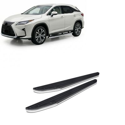 Black Horse Off Road Premium Running Boards Black Silver 16-25 Lexus RX350