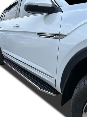 Image showing  Premium Running Boards Black Silver 18-25 Volkswagen Atlas