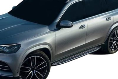 Image showing 8 th Black Horse Off Road OEM Replica Running Boards Silver Black 20-25 Mercedes GLS450.