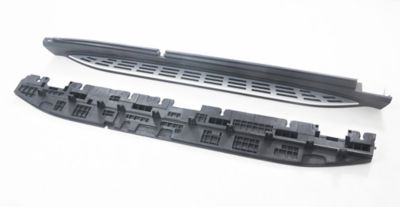 Image showing  OEM Replica Running Boards Silver Black 21-25 Mercedes GL350 4Matic.